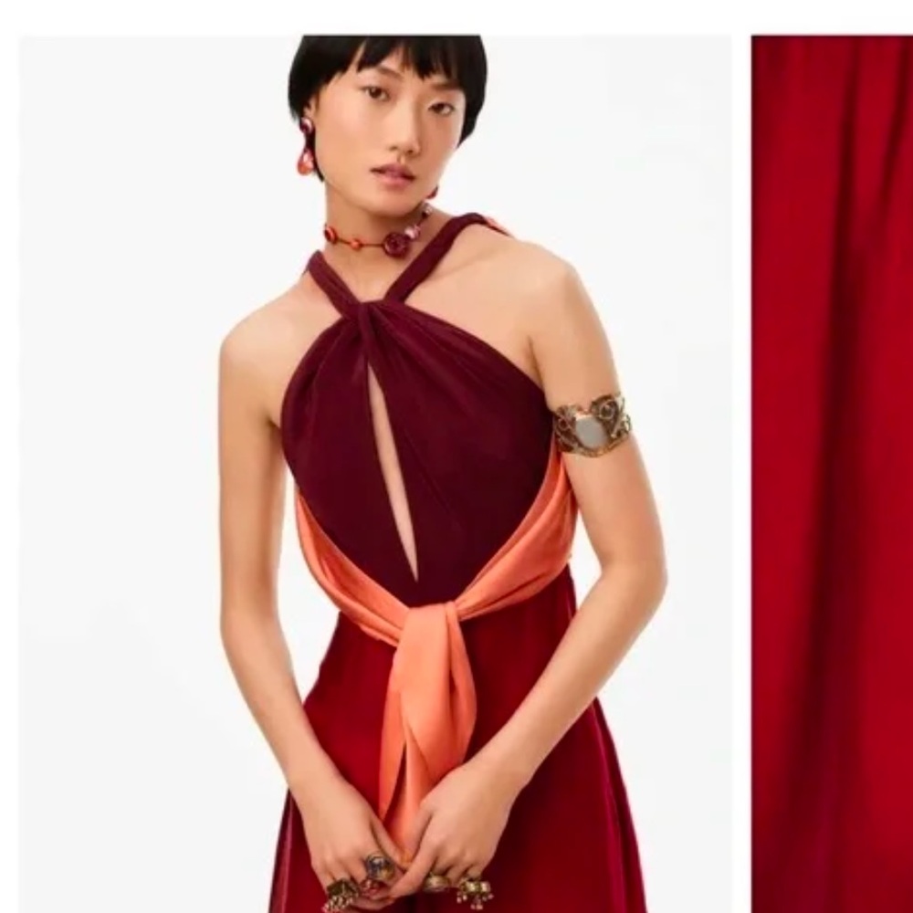 Elegant Multicolor Halter Dress